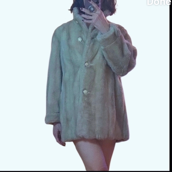 Women's Plush Faux Fur Teddy Jacket - Light Tan/cream - Picture 6 of 6